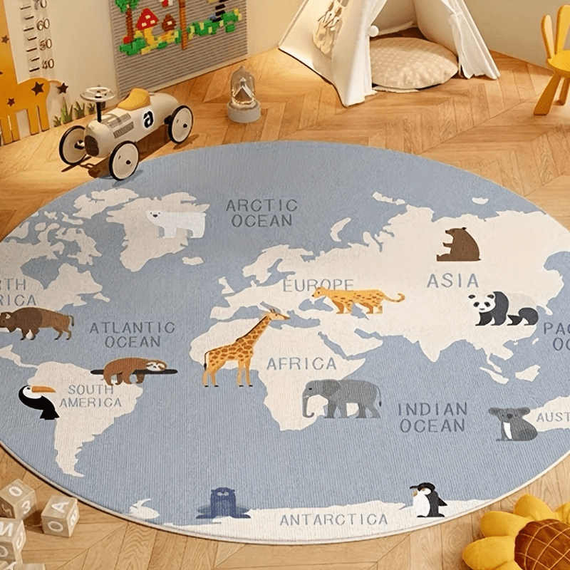 Kids Education World - Kids World Map Rug Plush Play