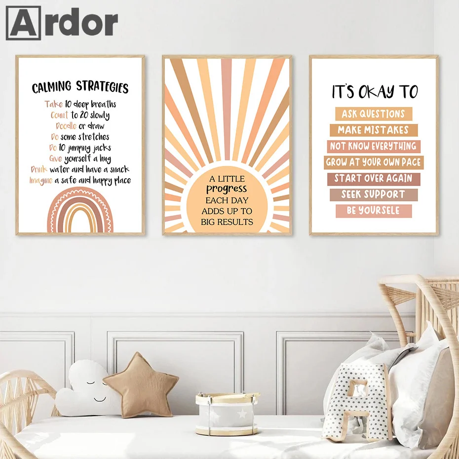 Alphabet Number Rainbow Poster - Kids Education Alphabet Numbers 评论和价格