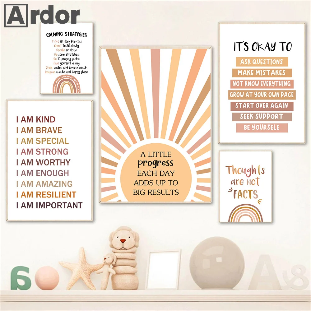 Alphabet Number Rainbow Poster - Kids Education Alphabet Numbers 评论和价格