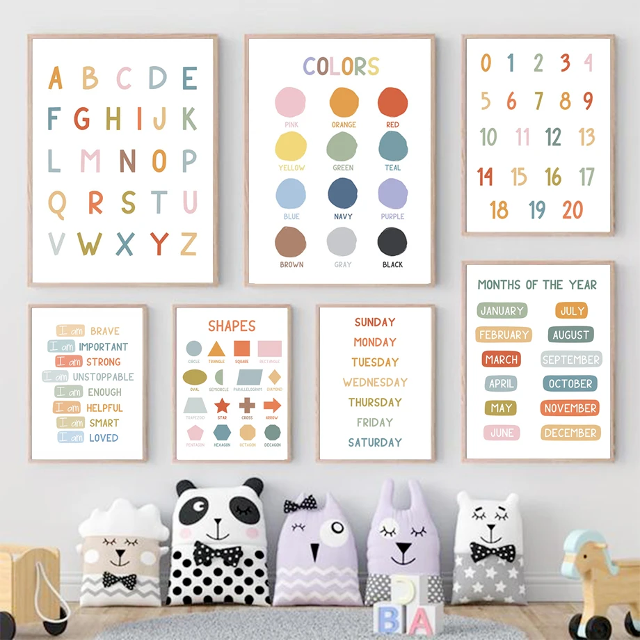 English Education Poster Alpha - Kids Education Alphabet Numbers 评论和价格
