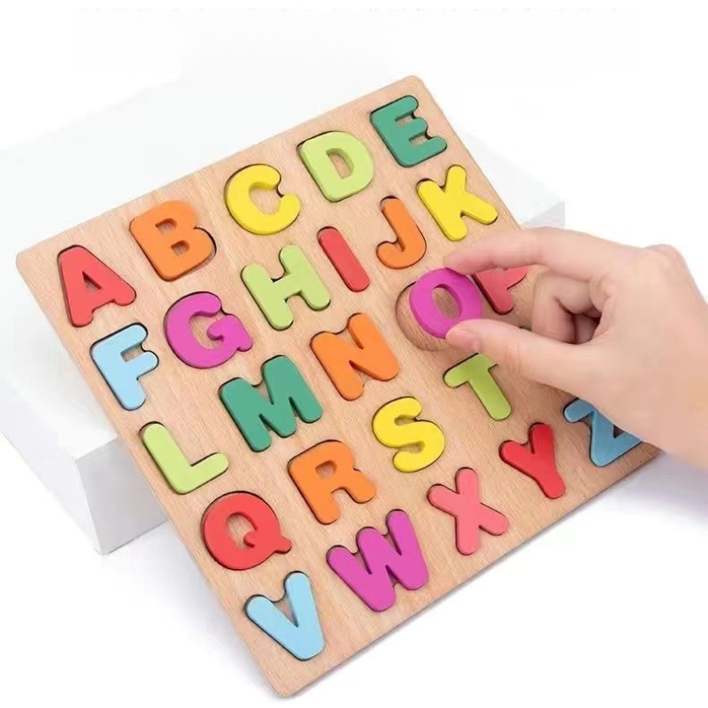 Wooden Alphabet Puzzle Board N - Kids Education Alphabet Numbers 评论和价格