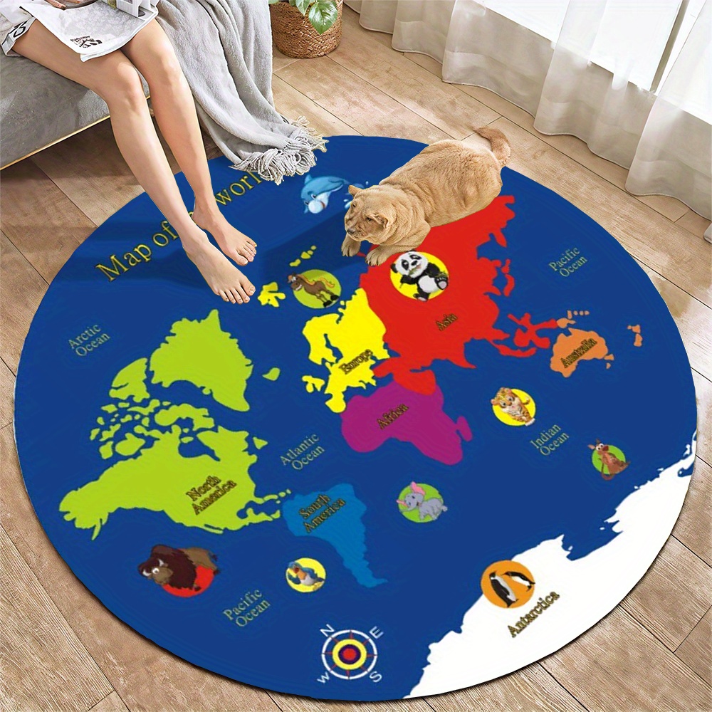 World Map Round Rug Flannel Ed - Kids Education World 评论和价格