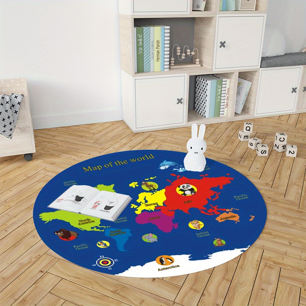 World Map Round Rug Flannel Ed - Kids Education World 评论和价格