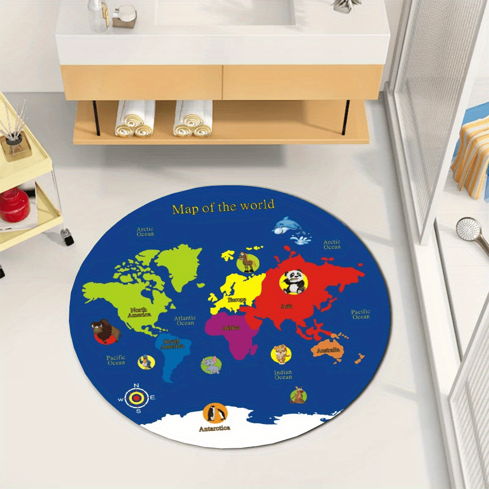 World Map Round Rug Flannel Ed - Kids Education World 评论和价格