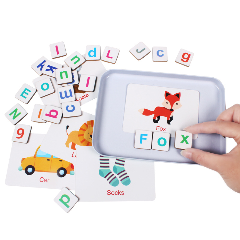 Wooden Puzzle Flash Cards Game - Kids Education Words 评论和价格