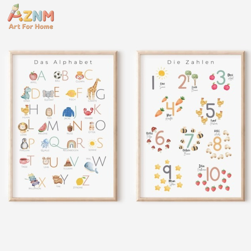 AZNM German Alphabet Numbers C - Kids Education Alphabet Numbers 评论和价格