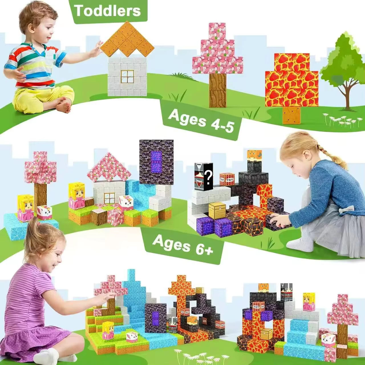 Magnetic Building Blocks Mine  - Kids Education World 评论和价格