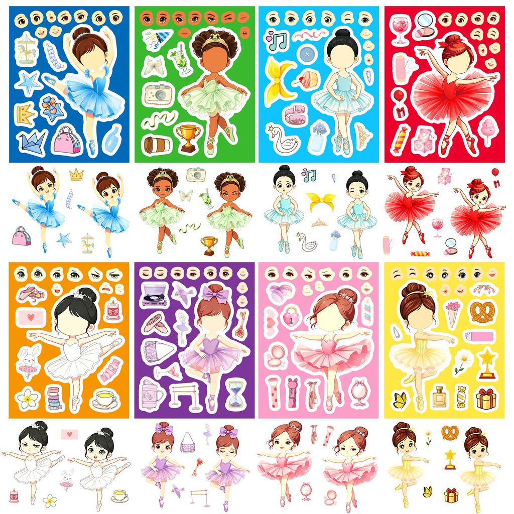 8Sheets Ballet Girl Make Face  - Kids Education Store 评论和价格