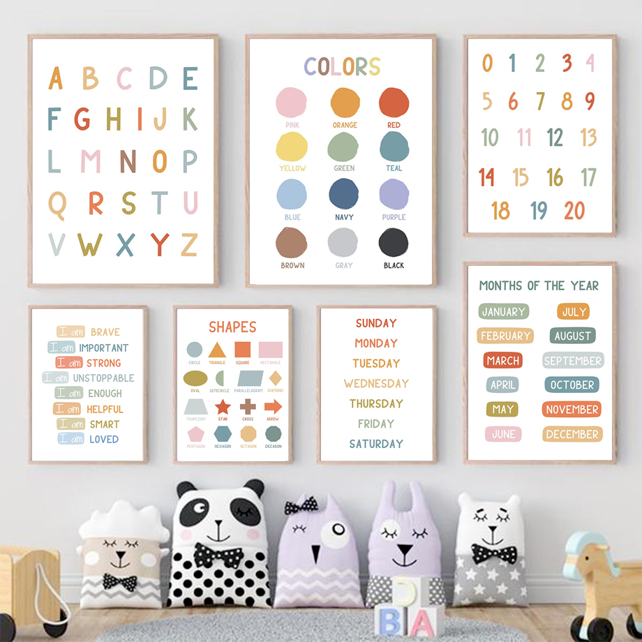 English Education Poster Alpha - Kids Education Alphabet Numbers 评论和价格